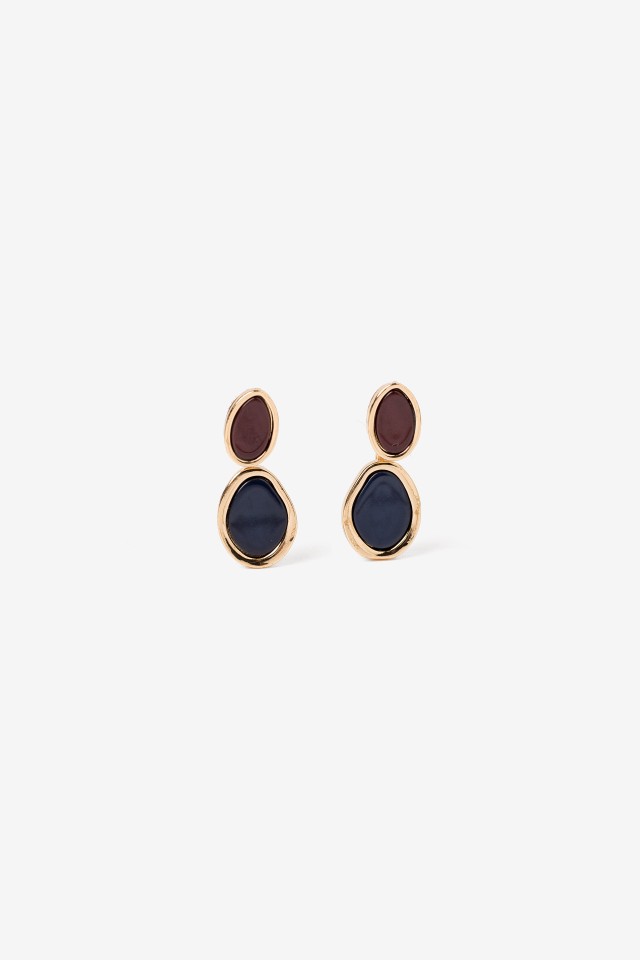 Gold Double Stone Earrings