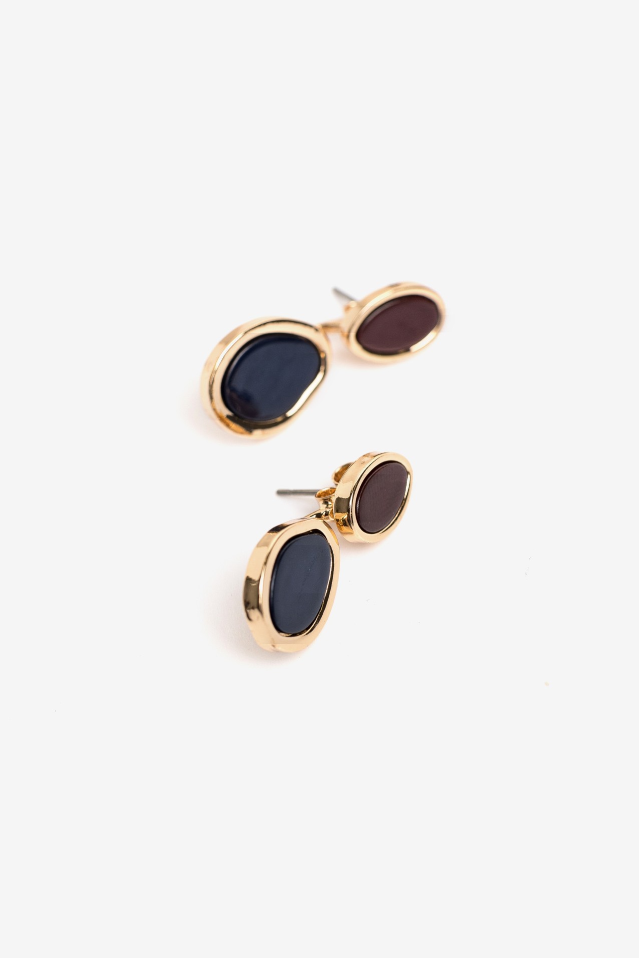 Gold Double Stone Earrings