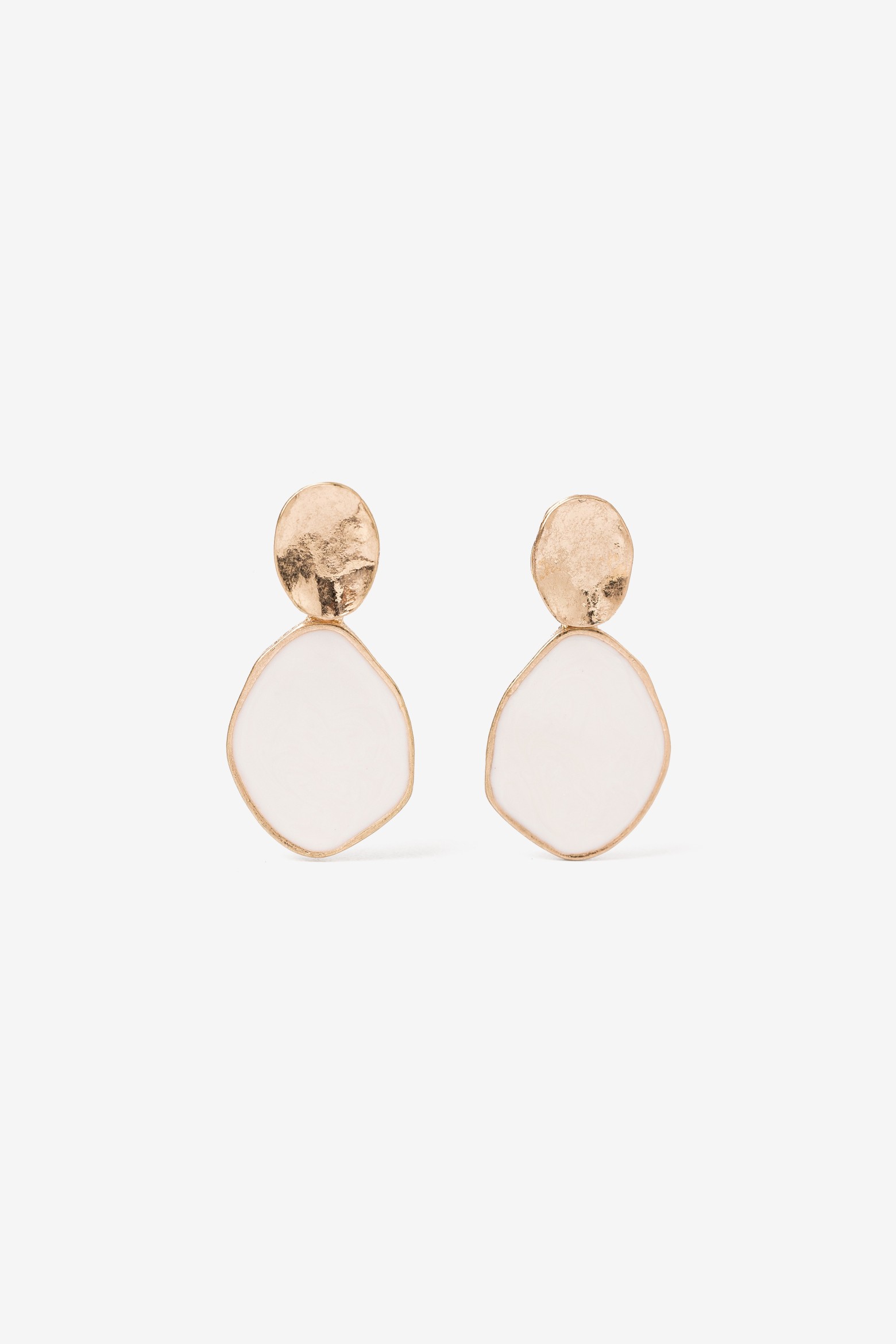 Minimal Gold White Earrings