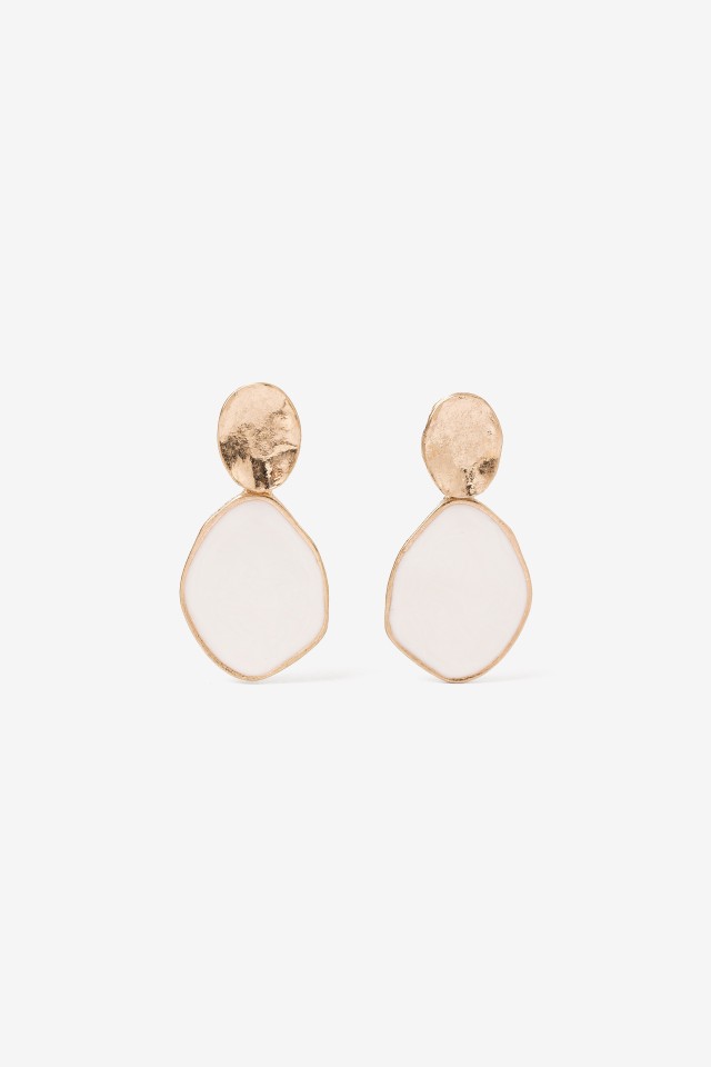 Minimal Gold White Earrings