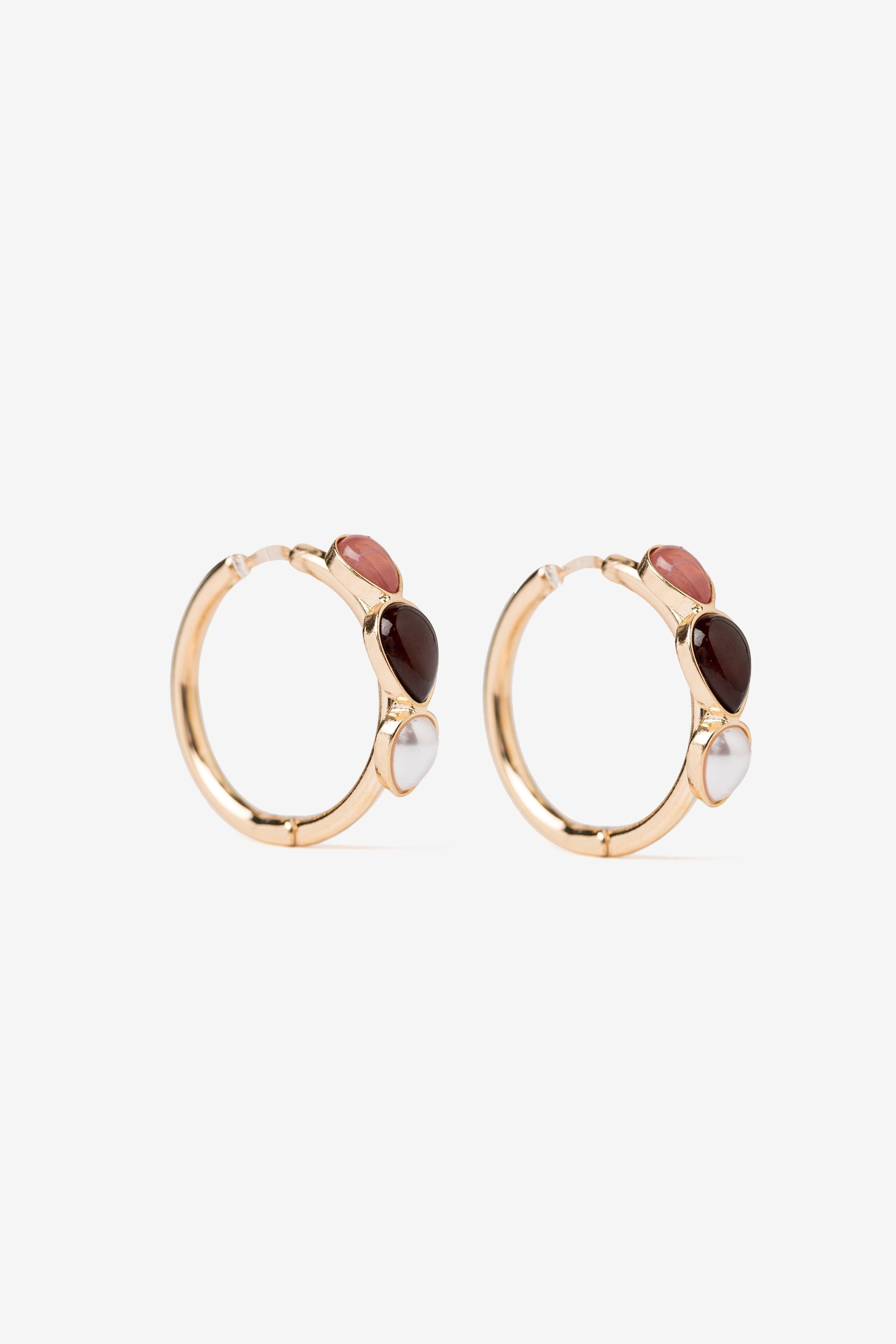 Gold Hoops With Color Stones