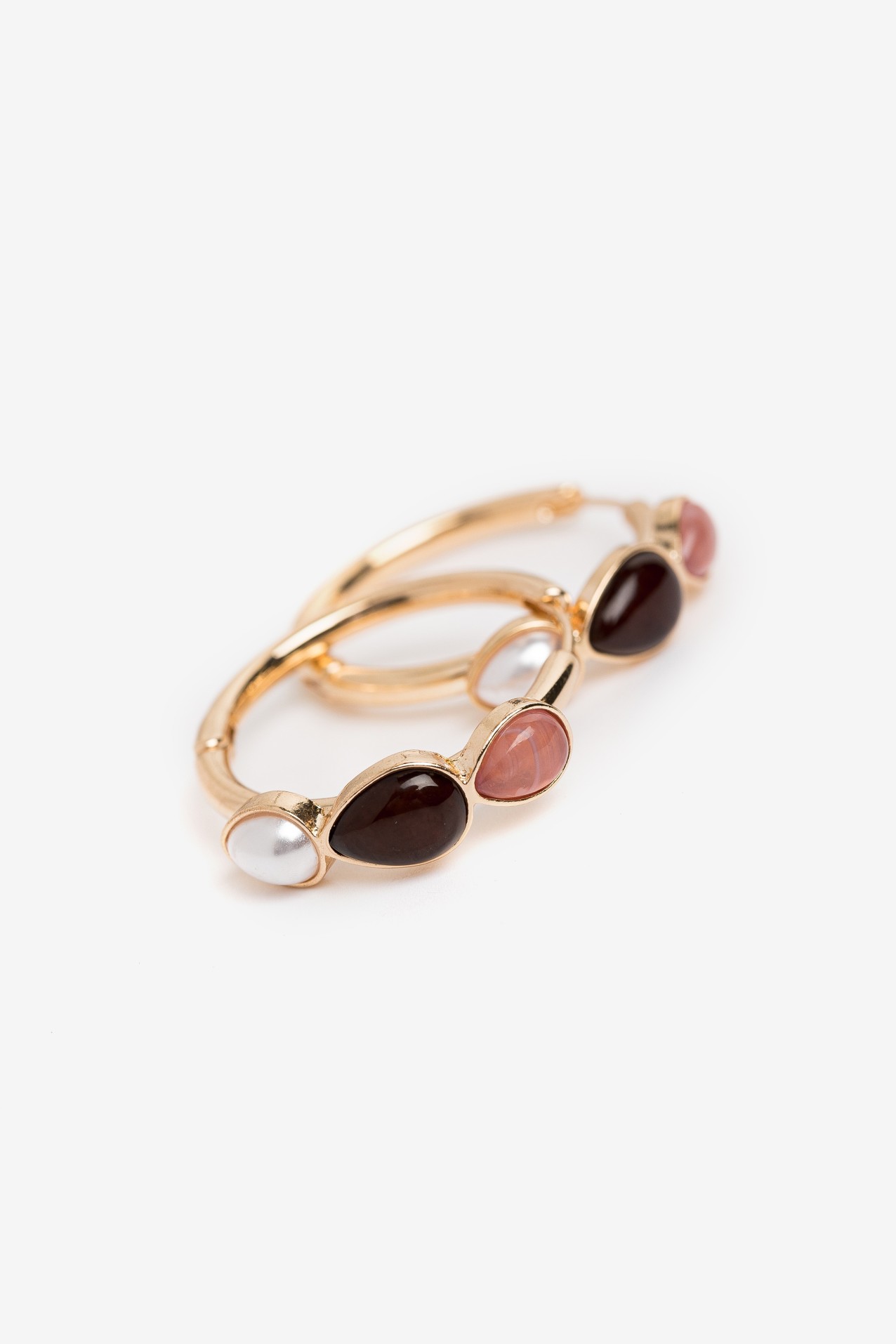 Gold Hoops With Color Stones