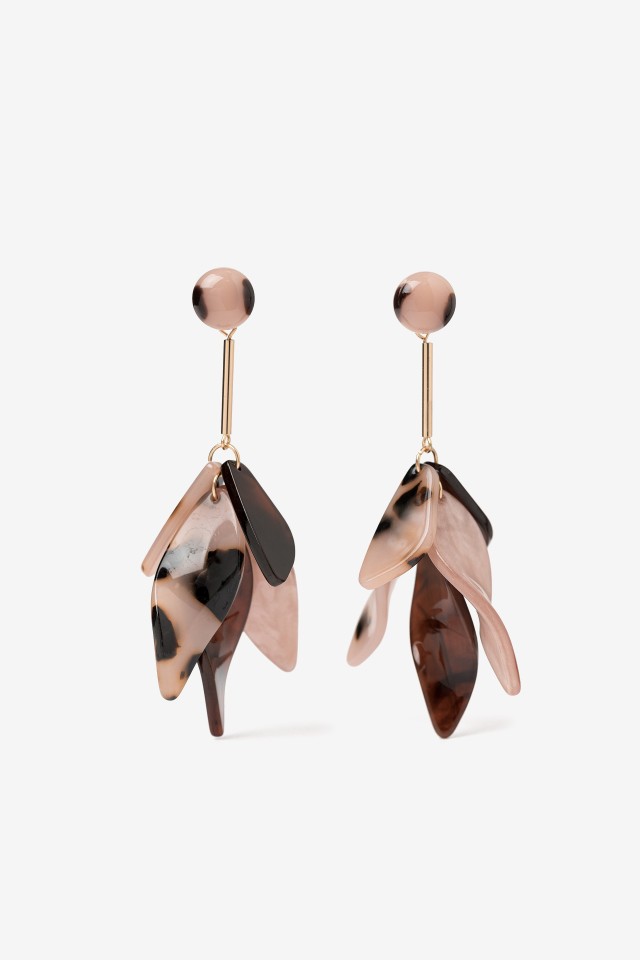 Pink Leaf Drop Earrings