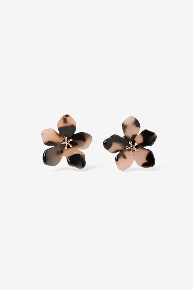 Pink Flower Stud Earrings