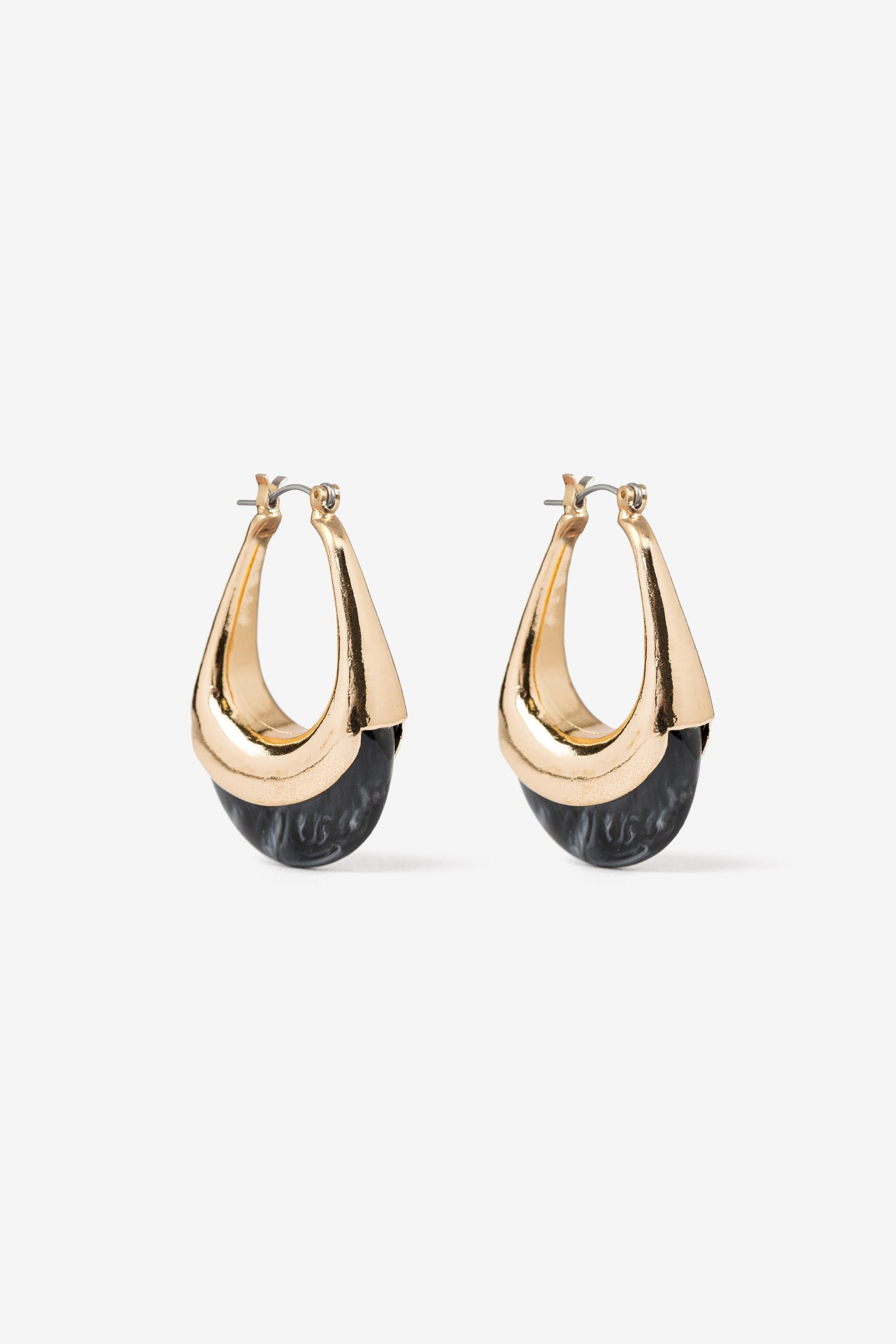 Chunky Gold Black Hoops