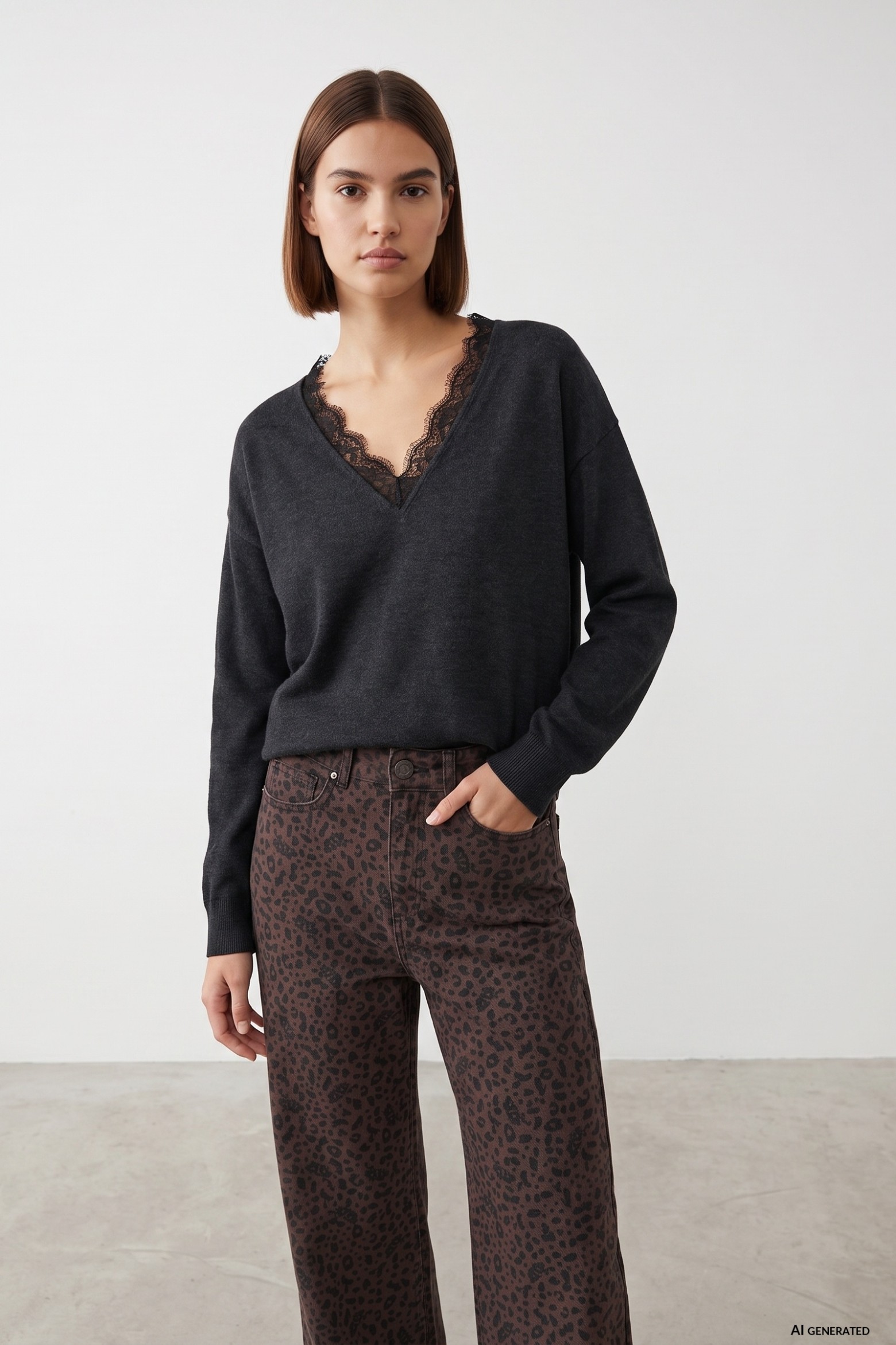 Camisola cinza relaxed tricotada