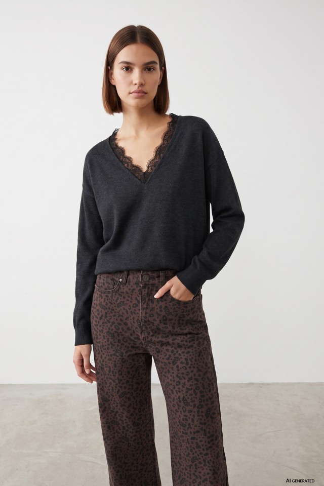 Camisola cinza relaxed tricotada