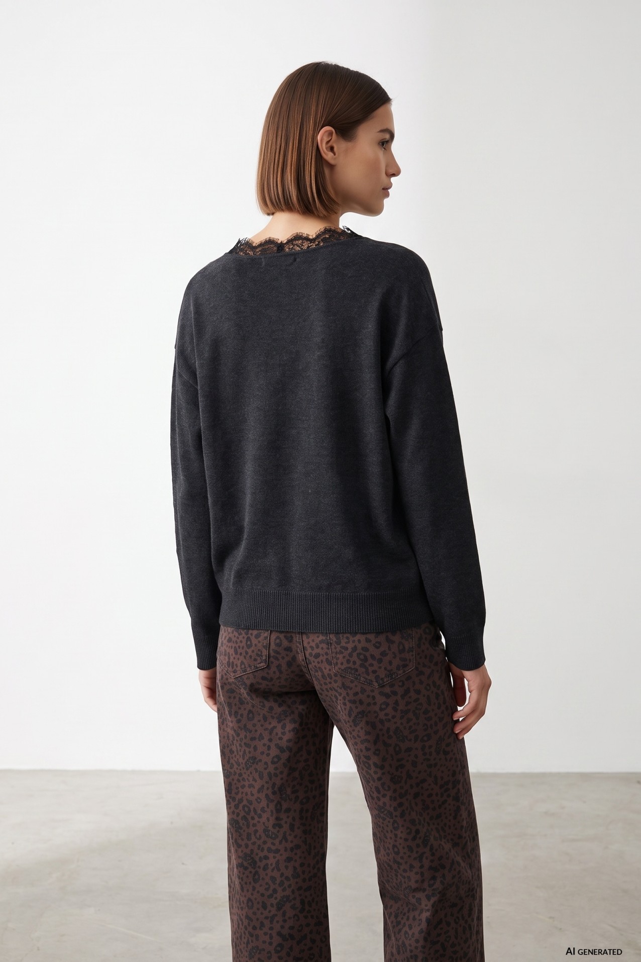 Camisola cinza relaxed tricotada
