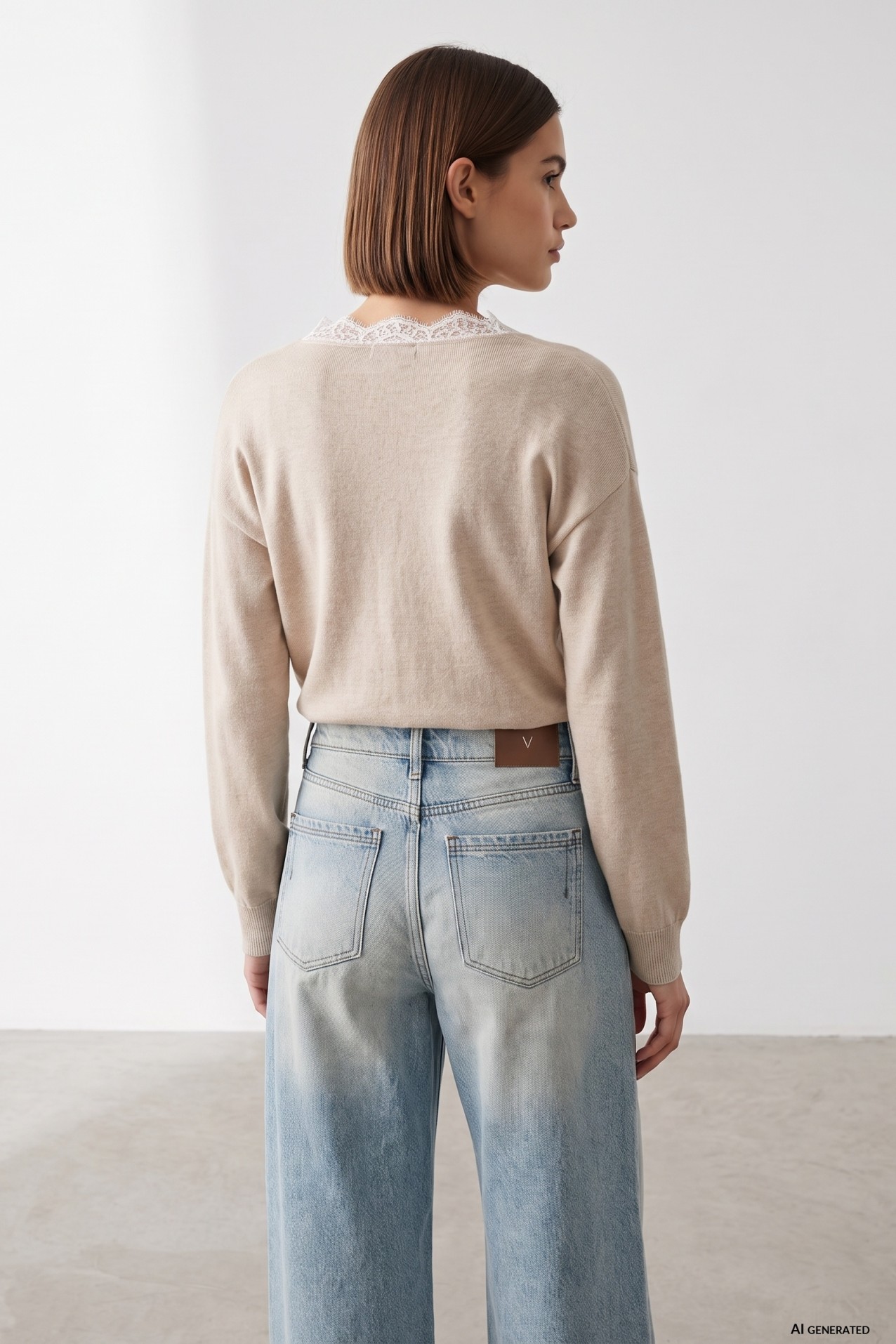 Camisola bege com renda