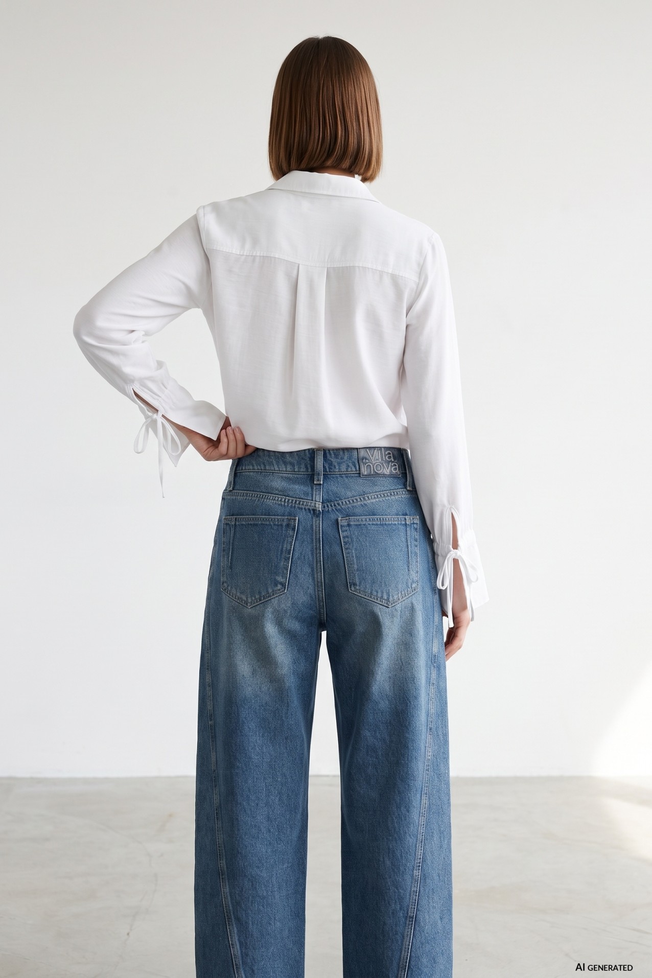 White Shirt With Cuff Bows