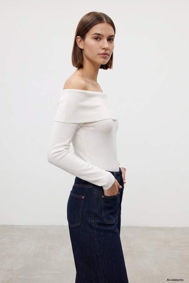 Off-Shoulder Slim Knit Sweater Off-Shoulder Slim Knit Sweater