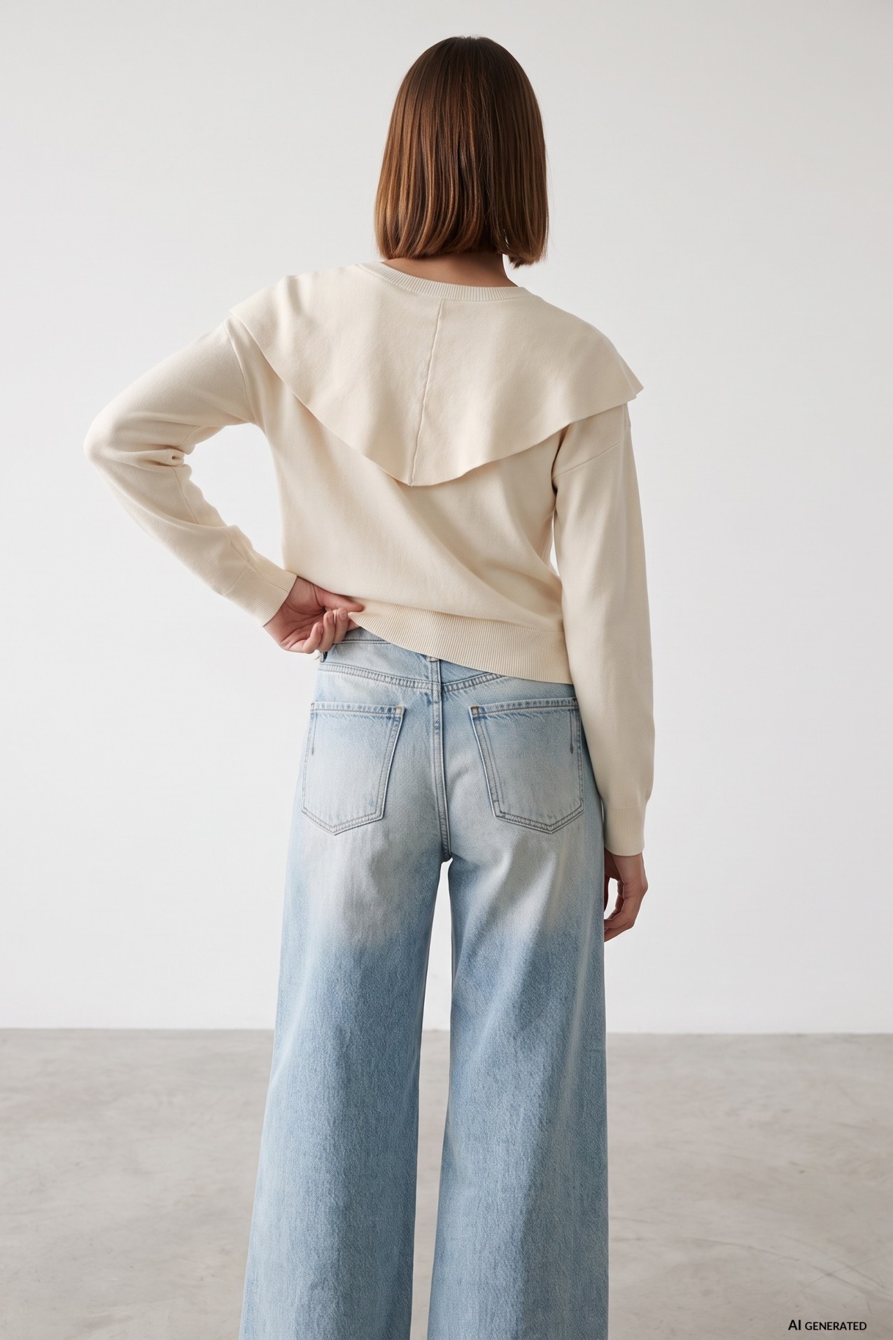 Beige Knit Relaxed Sweater