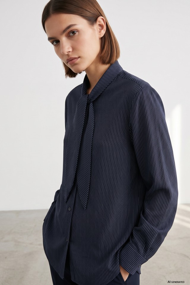 Dark Blue Striped Shirt