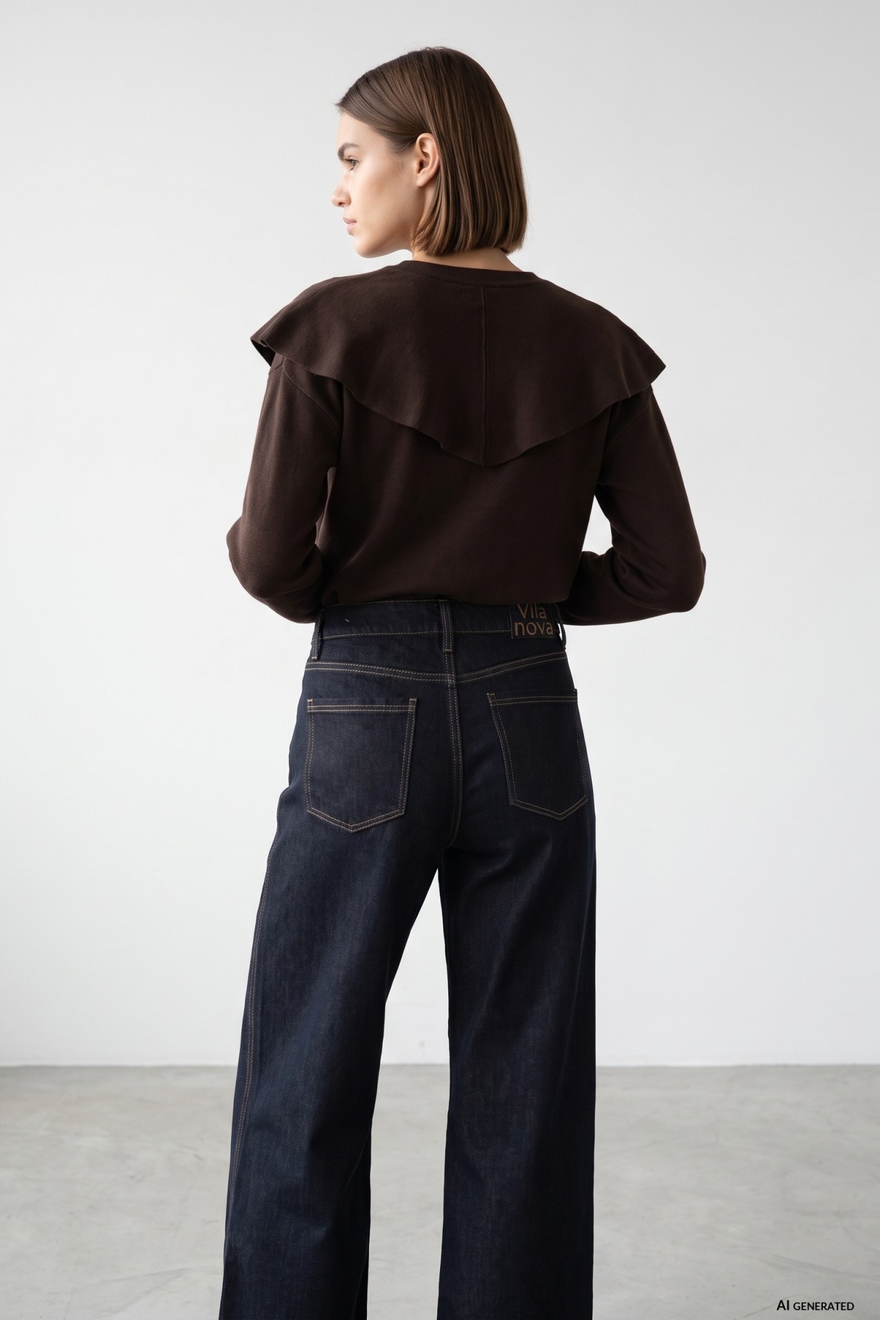 Brown Long Sleeve Knit Sweater