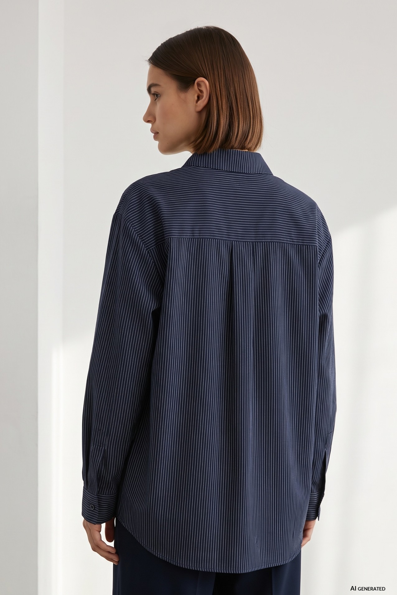 Dark Blue Striped Shirt