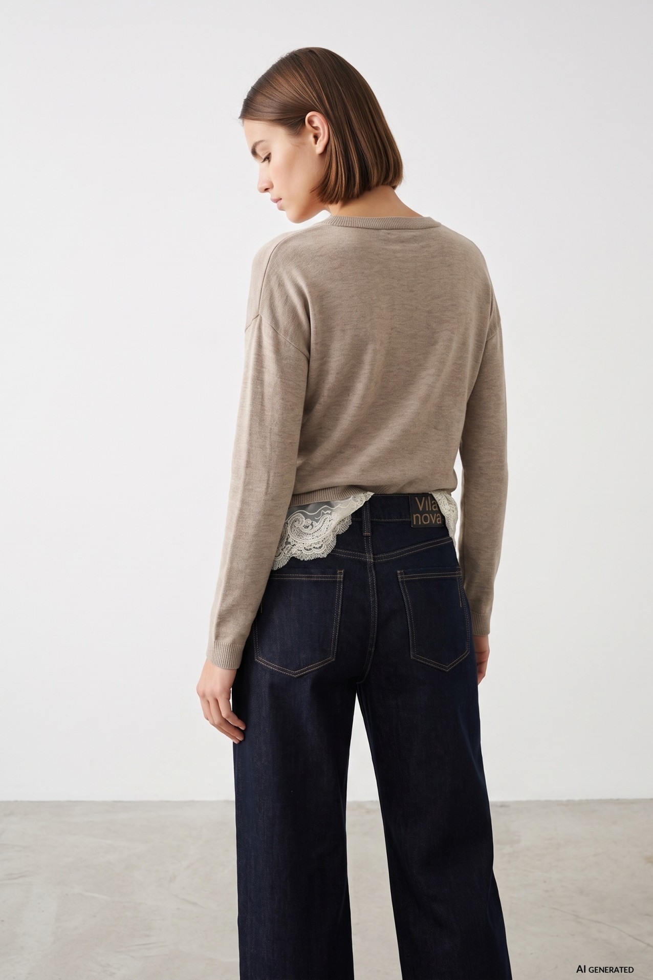 Camisola bege com renda