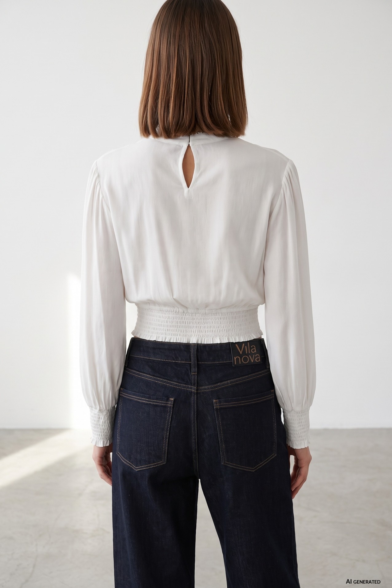 Beige Lace Detail Blouse