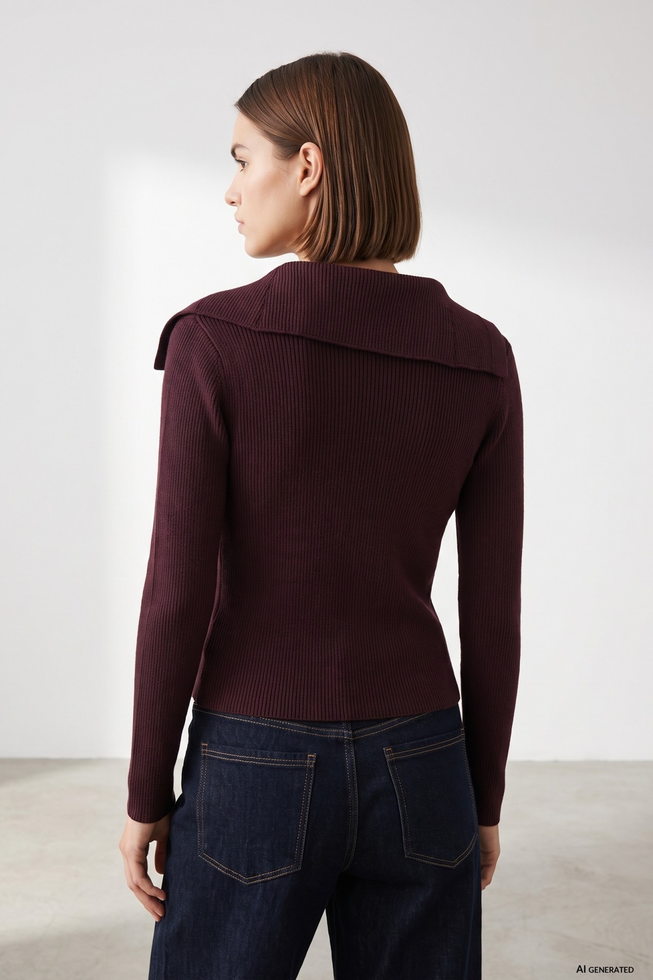 Burgundy Ribbed Knit Cardigan