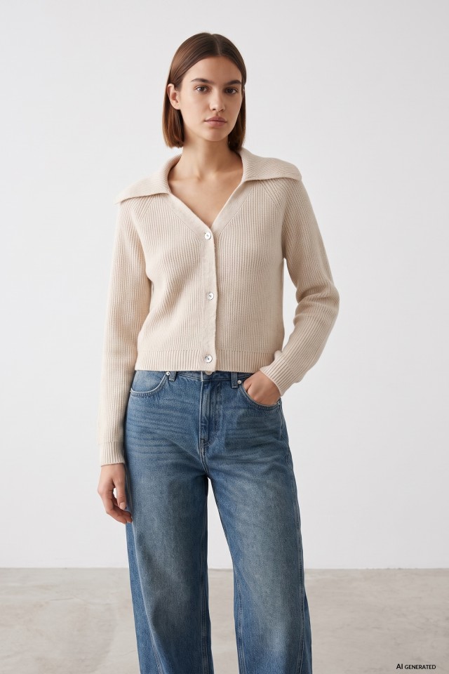 Beige Relaxed Knit Cardigan