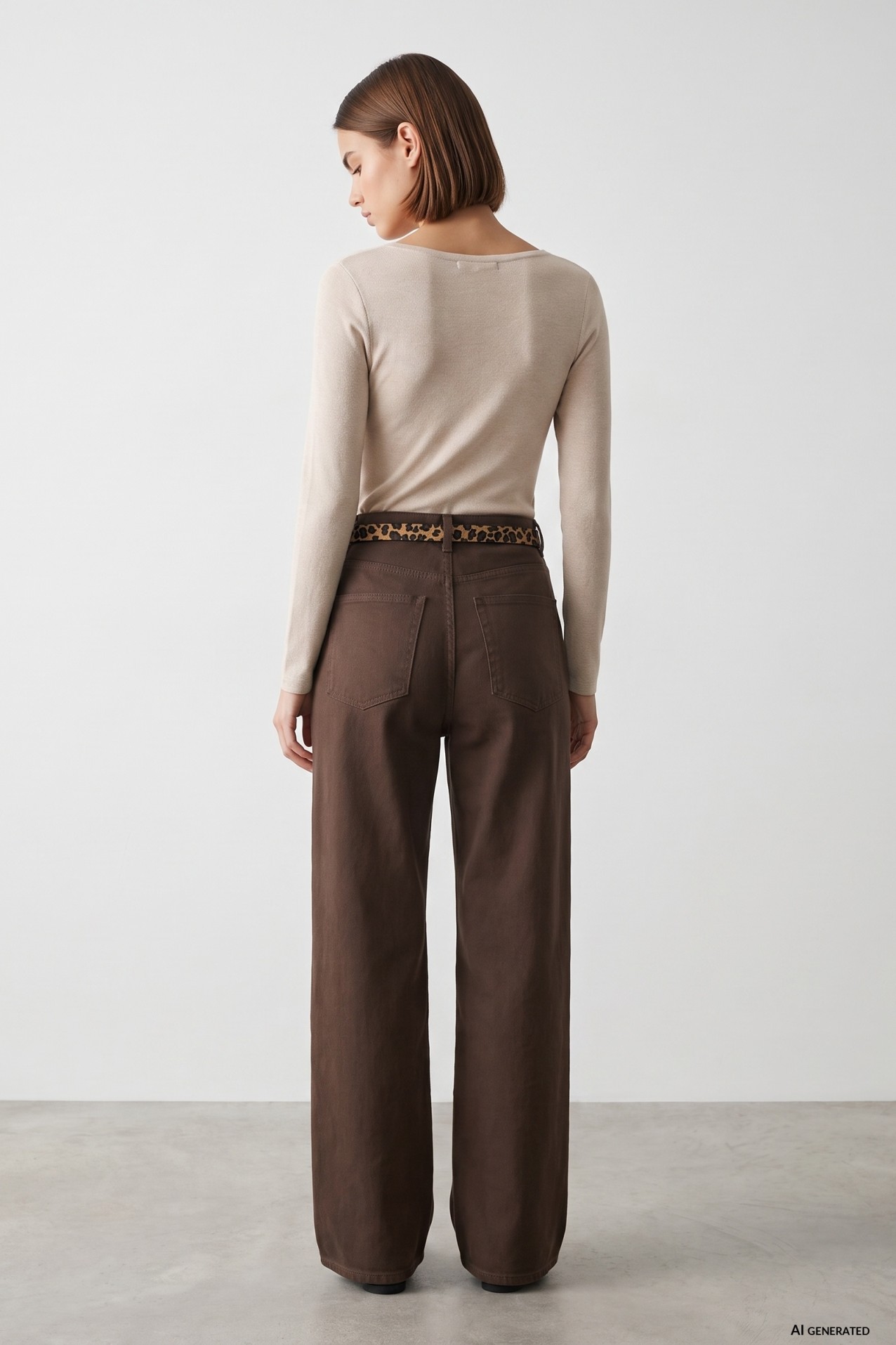 Beige Slim Knit Sweater