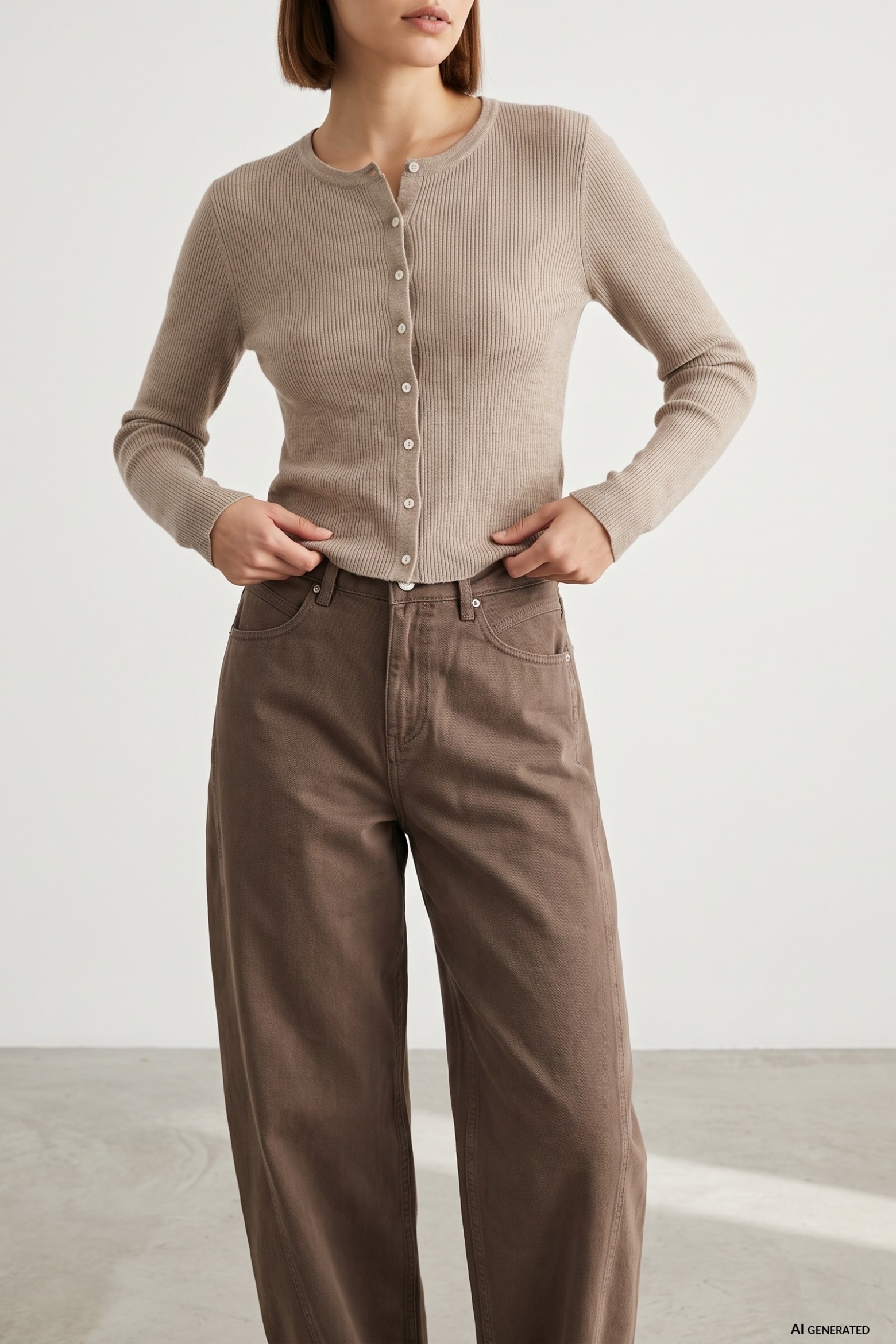 Cardigan slim tricotado bege