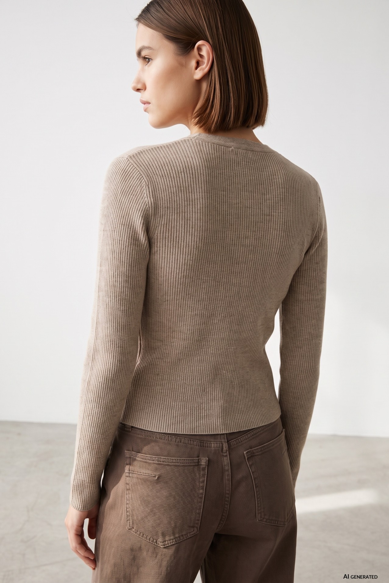 Cardigan slim tricotado bege