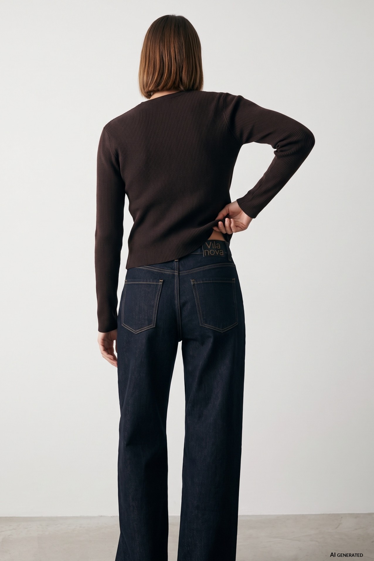 Cardigan castanho slim tricotado