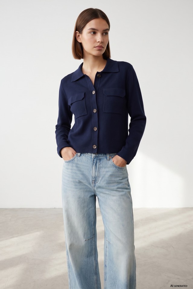 Dark Blue Regular Cardigan