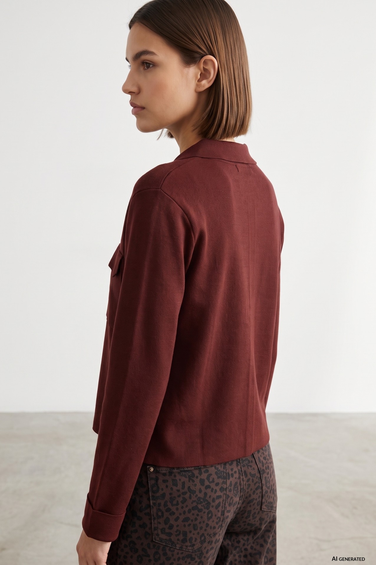 Cardigan de cor vinho curto