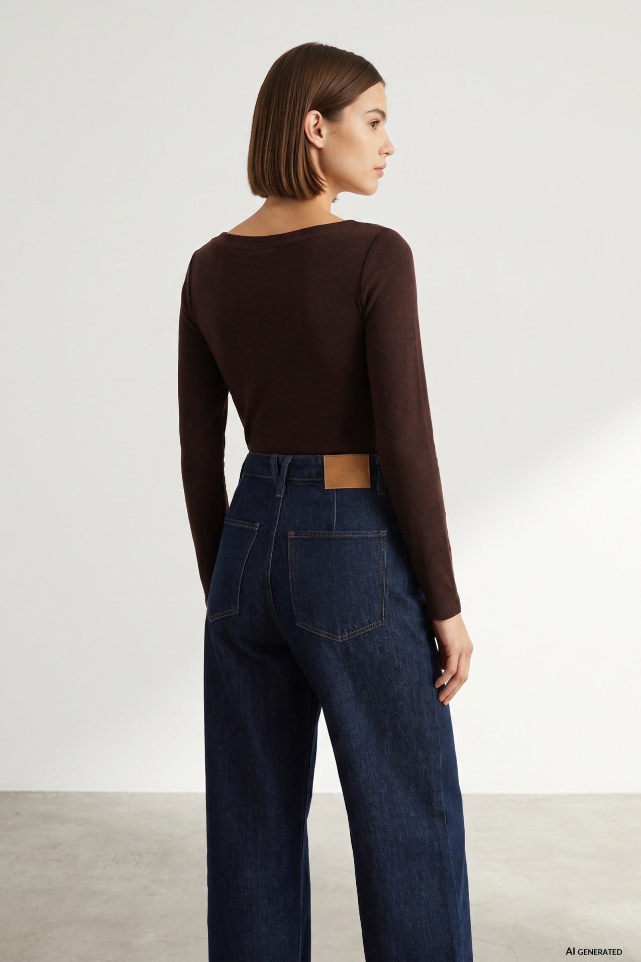 Slim Long Sleeve Brown Tee