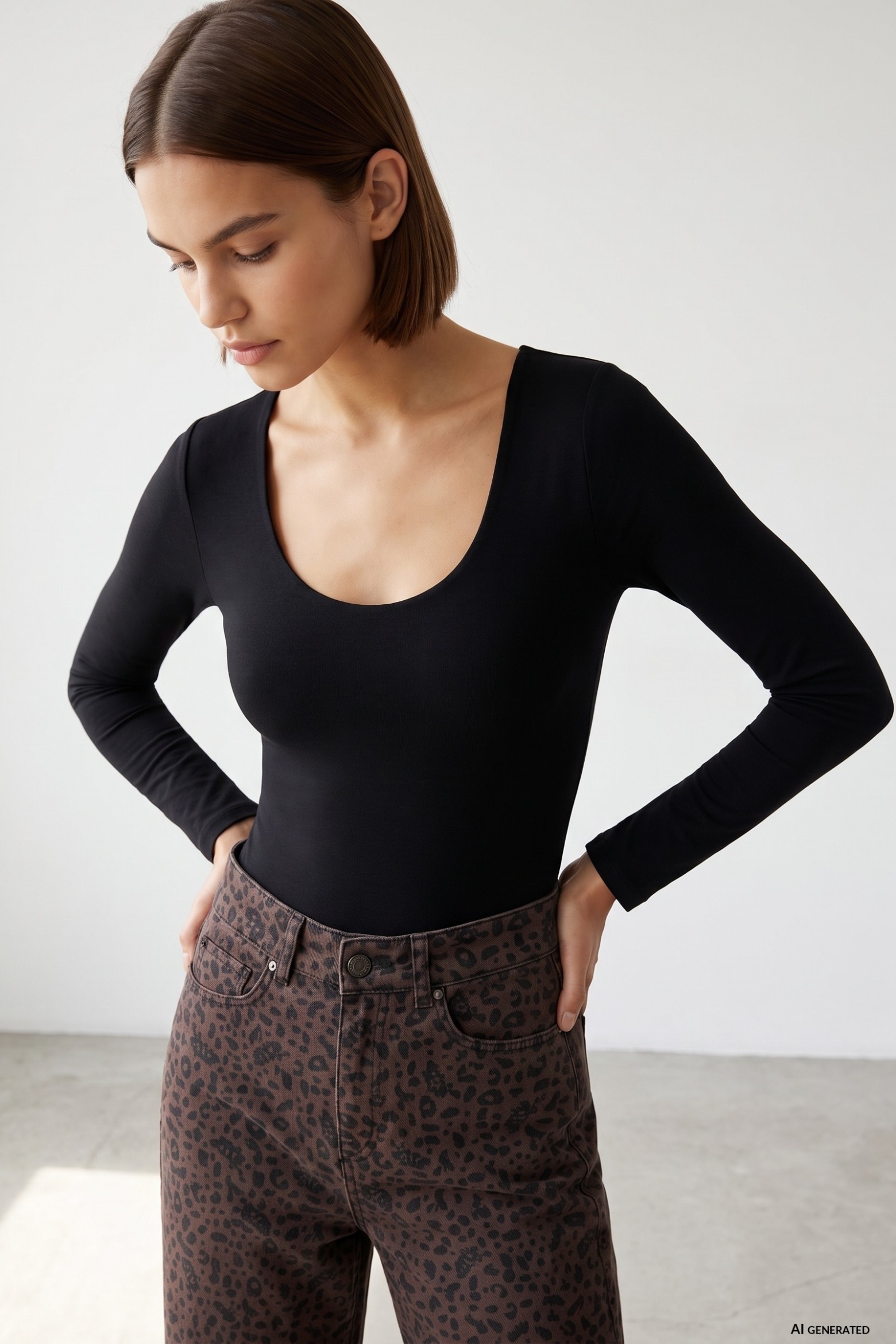 Minimalist Black Long Sleeve Bodysuit