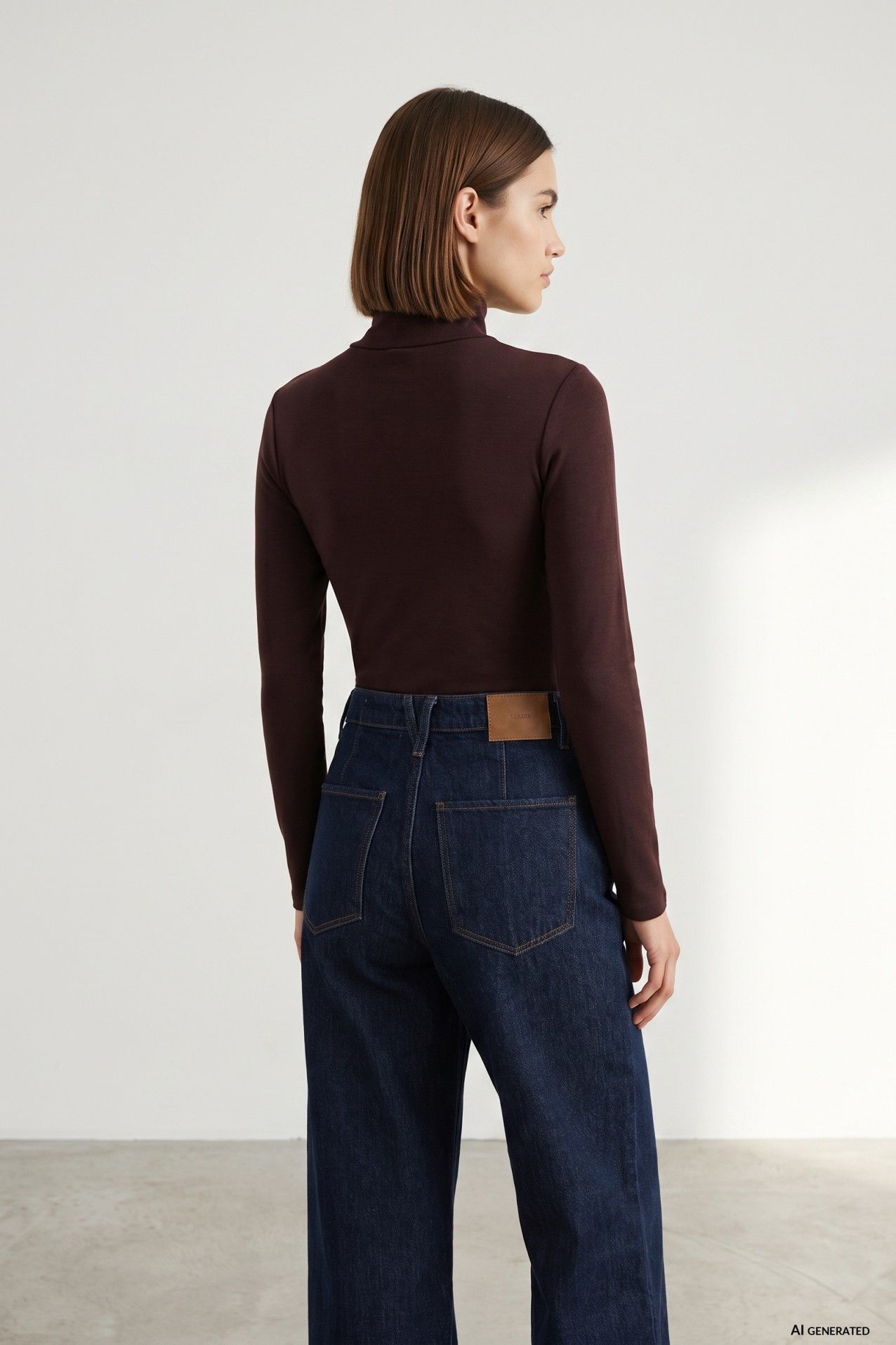 Dark Red Slim Turtleneck Tee