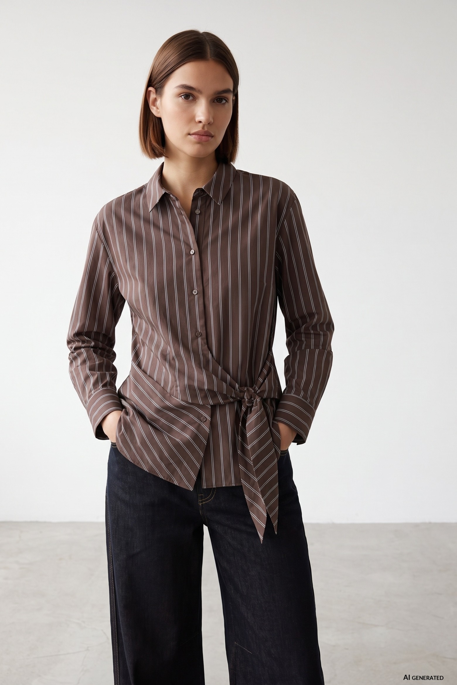 Striped Brown Shirt Long Sleeve