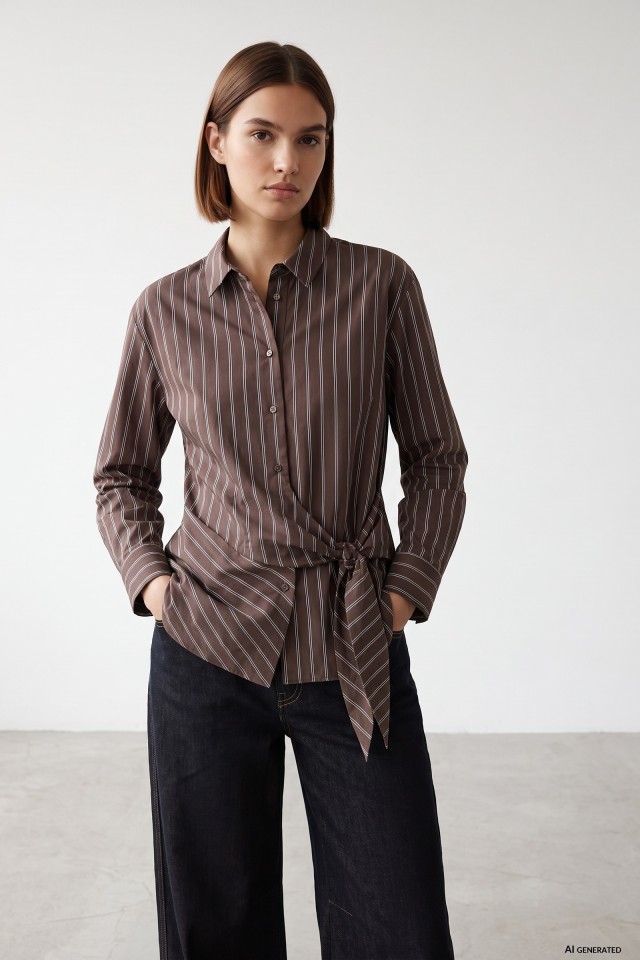 Striped Brown Shirt Long Sleeve Striped Brown Shirt Long Sleeve