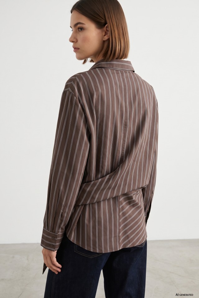 Striped Brown Shirt Long Sleeve Striped Brown Shirt Long Sleeve