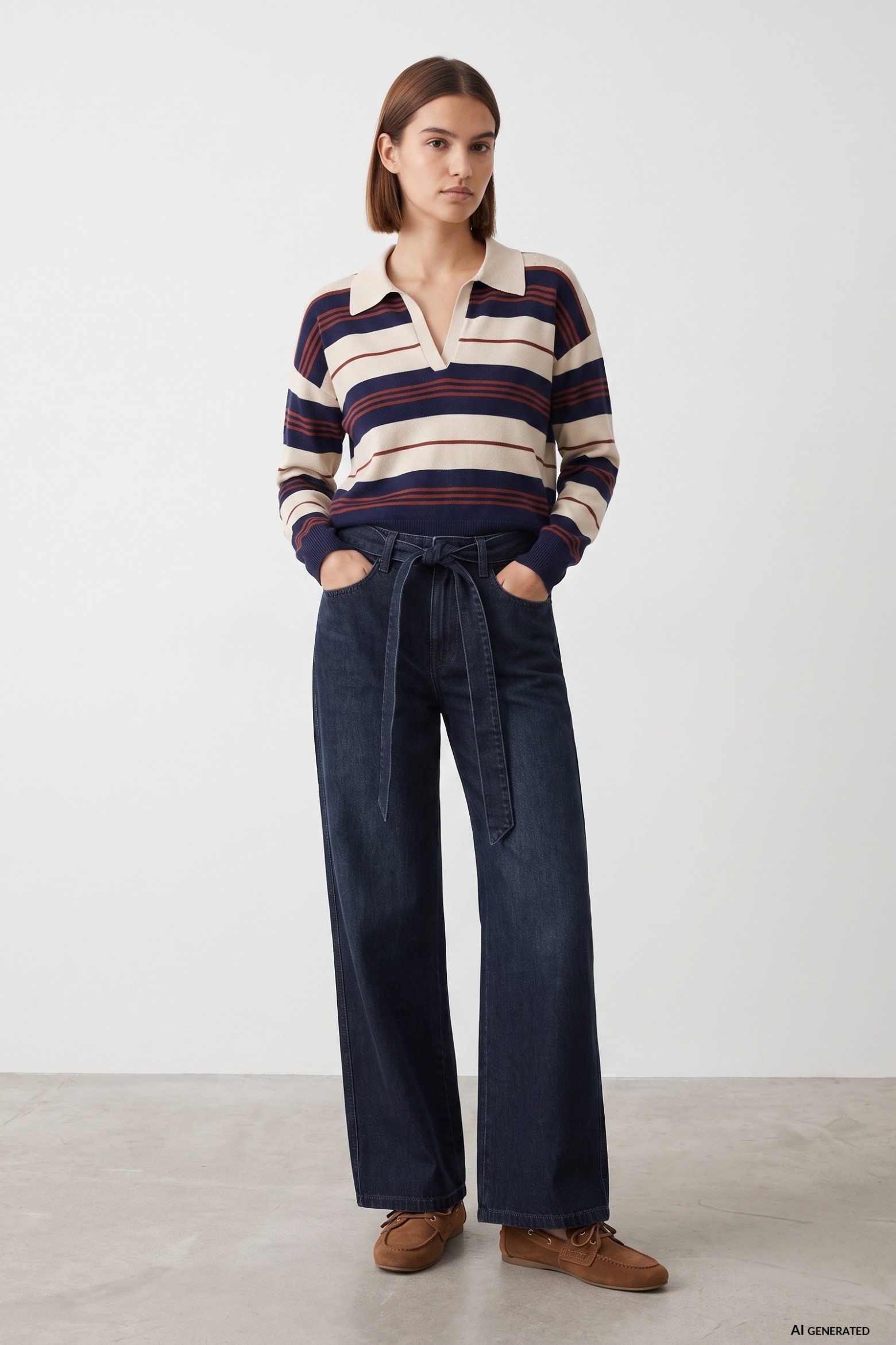 Jeans palazzo con cinturón