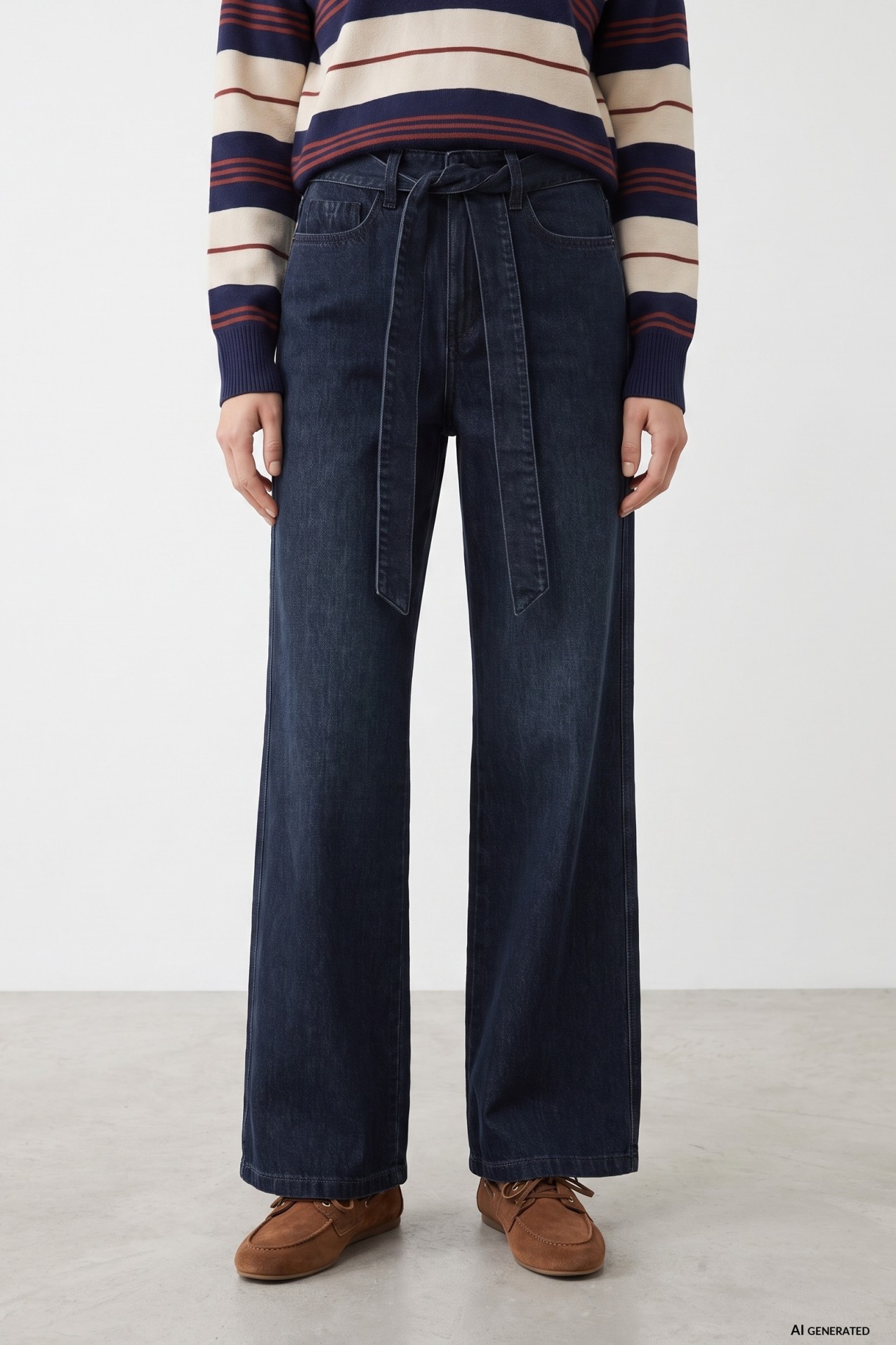Jeans palazzo con cintur�n