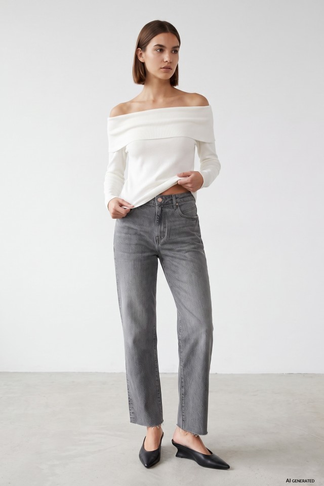 Grey Straight Wide Jeans Grey Straight Wide Jeans