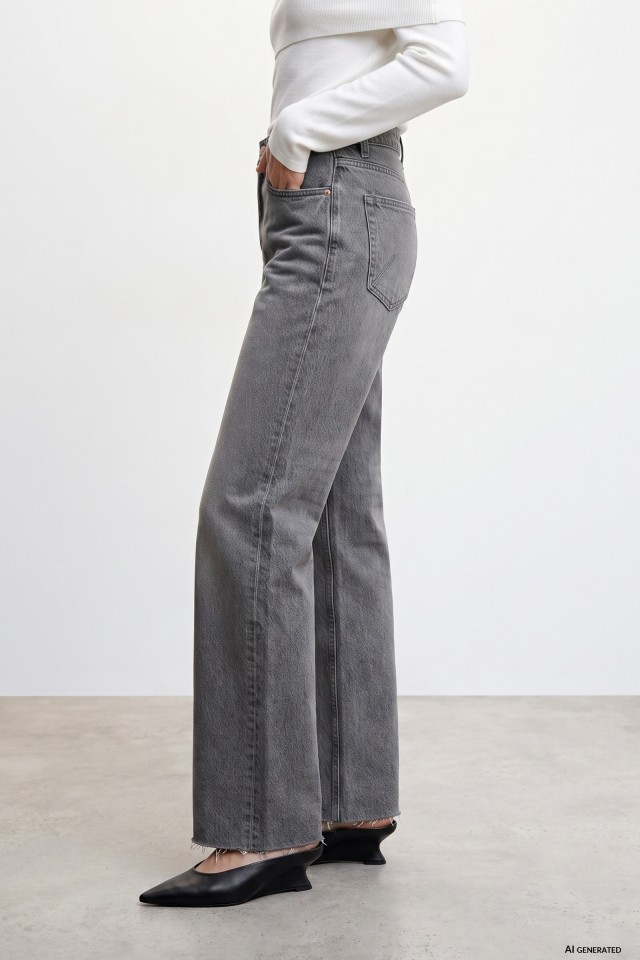 Grey Straight Wide Jeans Grey Straight Wide Jeans