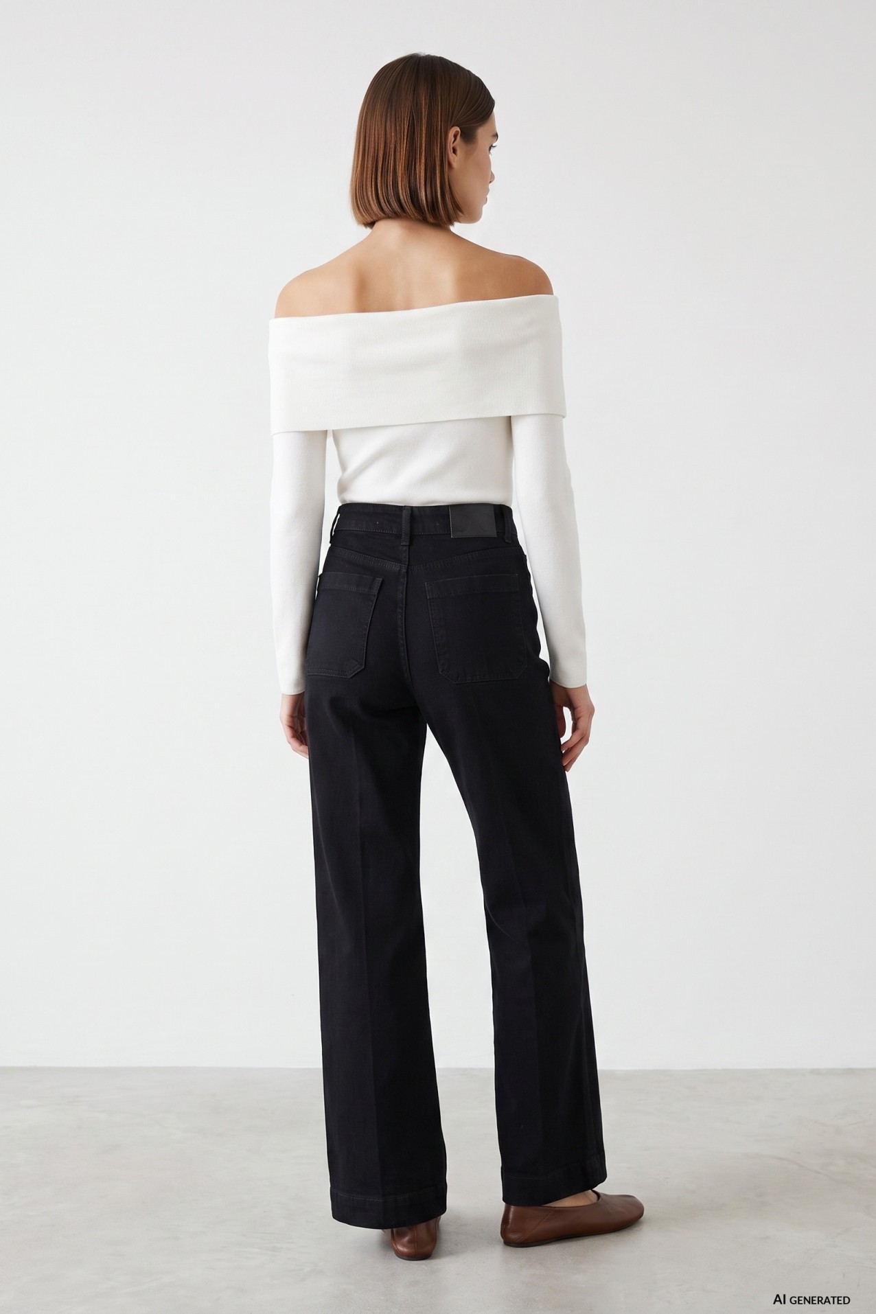 Jeans wide leg preto