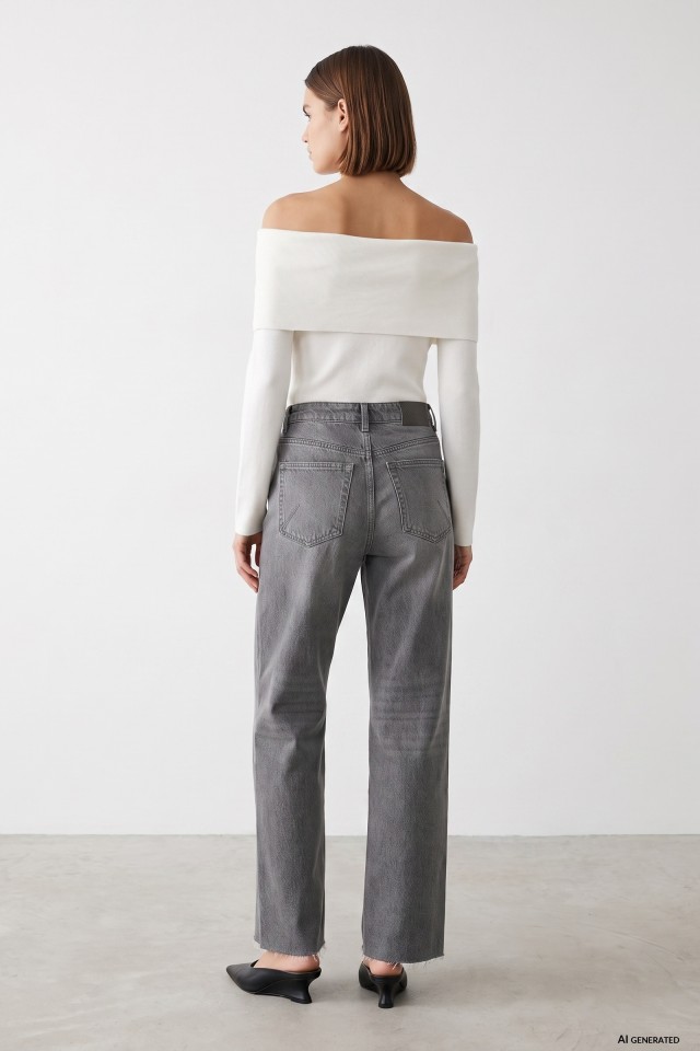 Grey Straight Wide Jeans Grey Straight Wide Jeans
