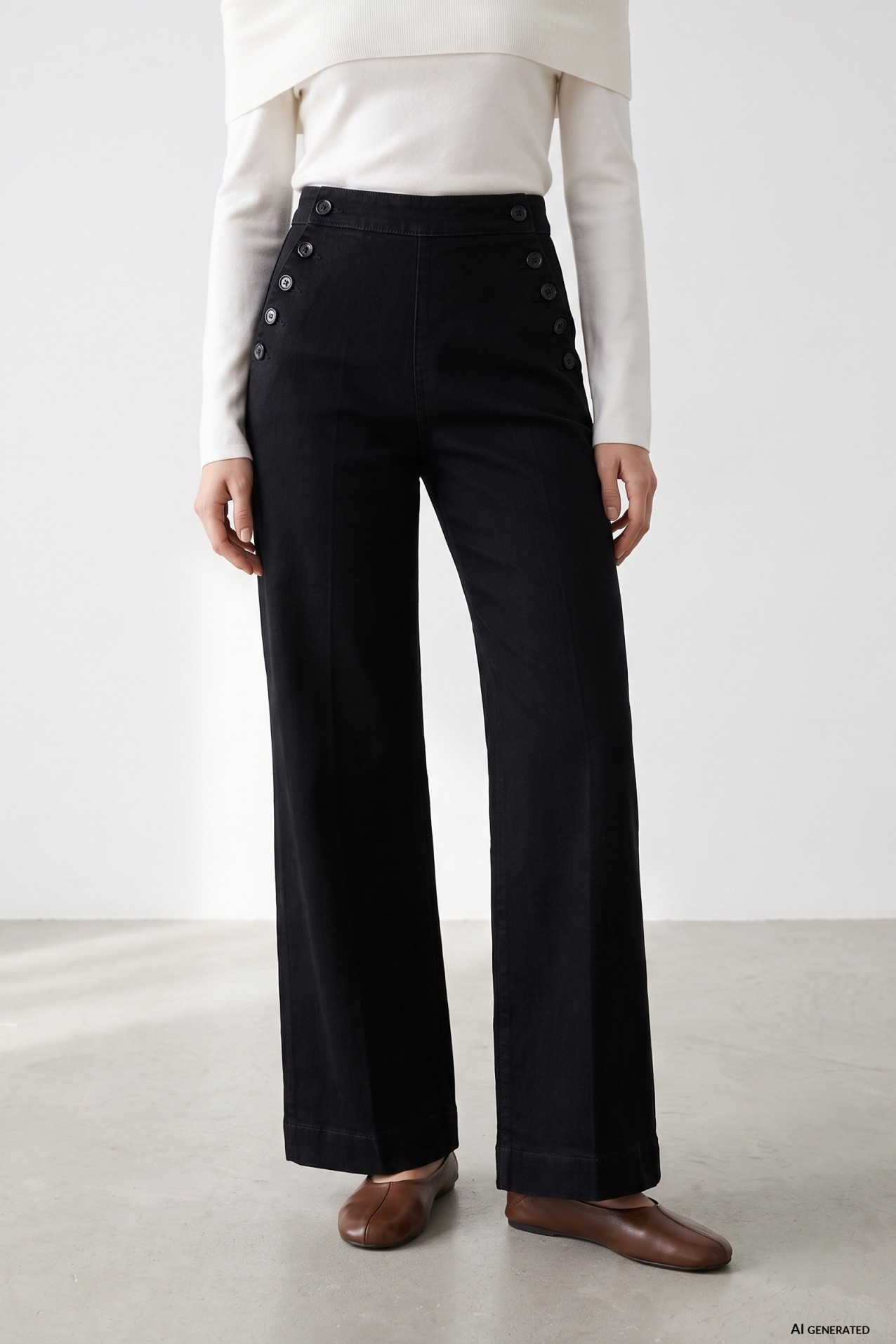 Jeans wide leg preto
