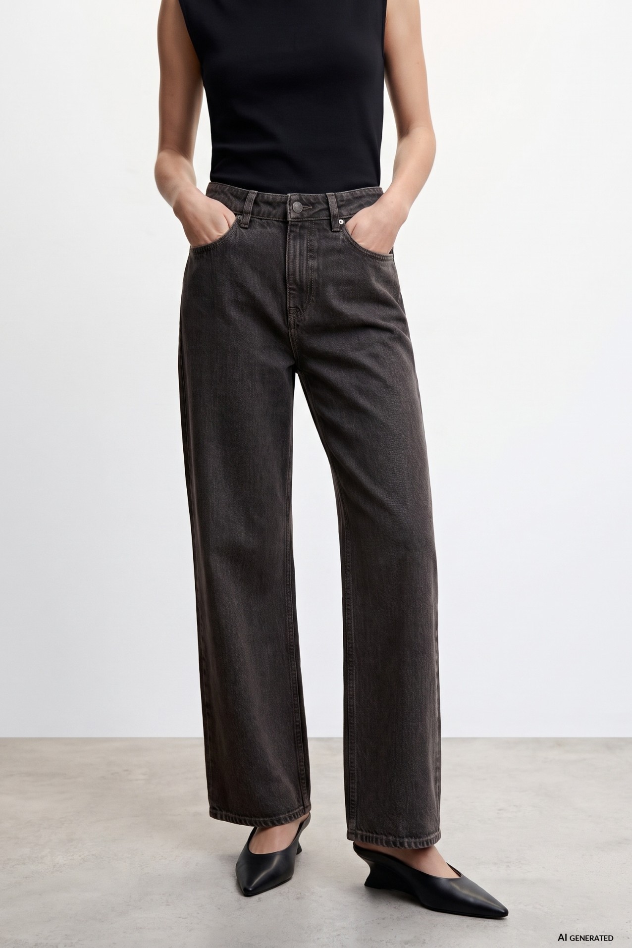 Wide Leg Black Jeans