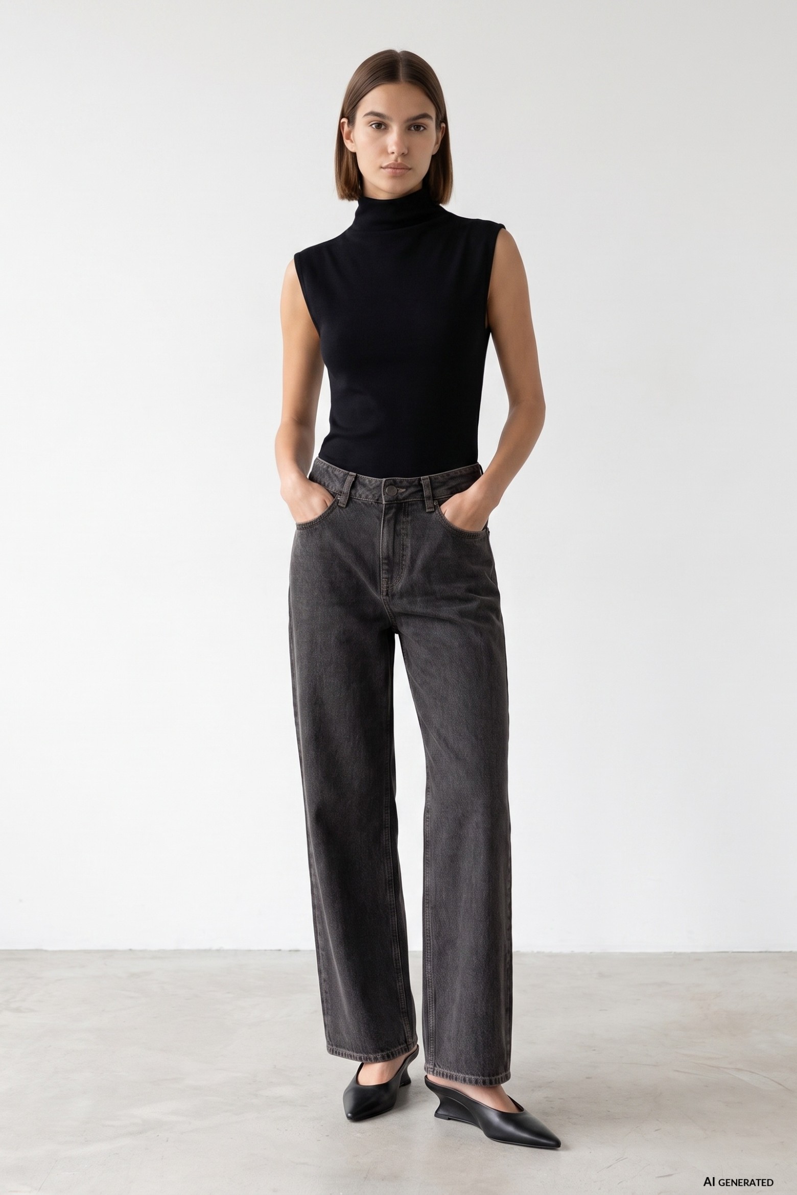 Wide Leg Black Jeans