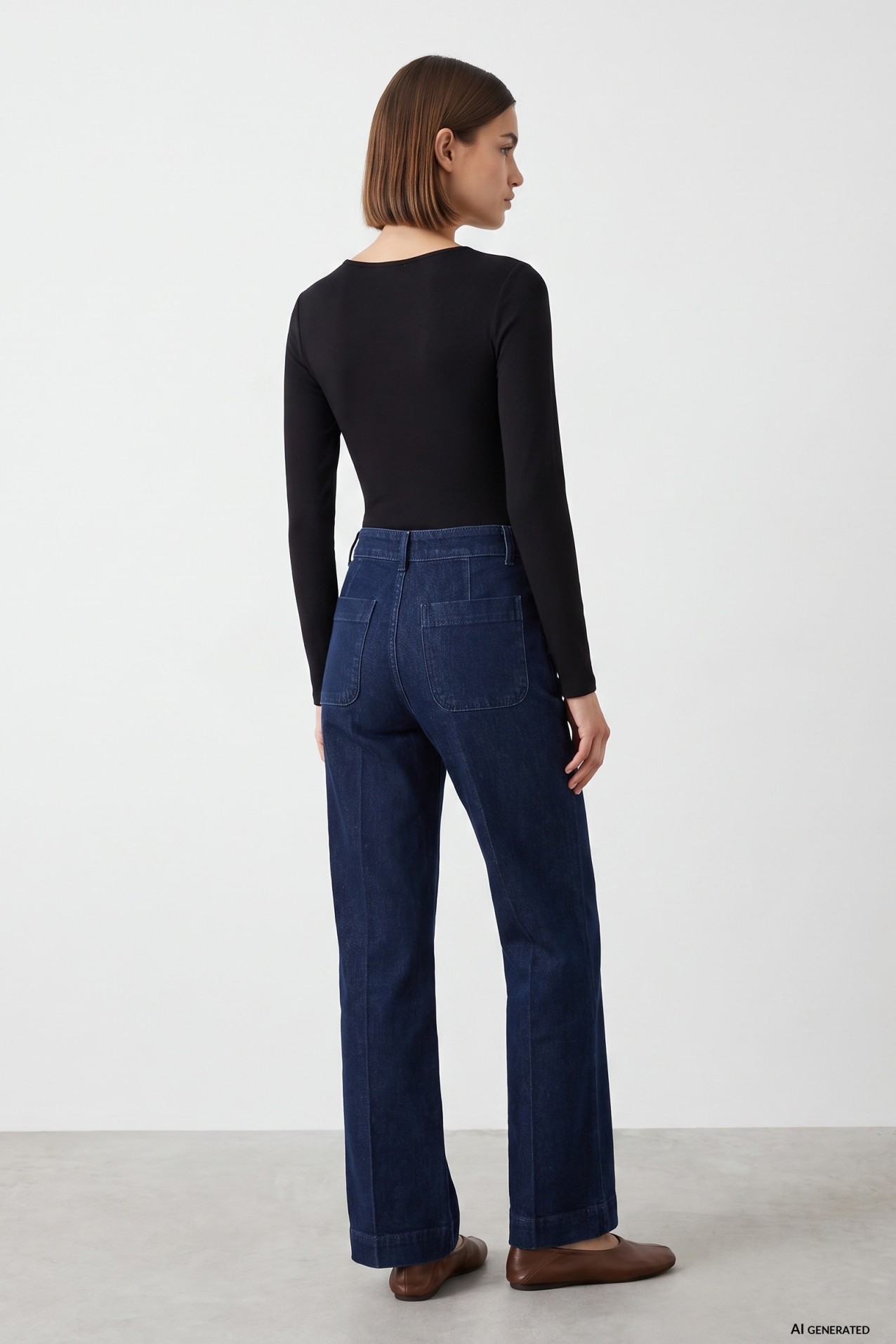 Wide Leg Button Jeans