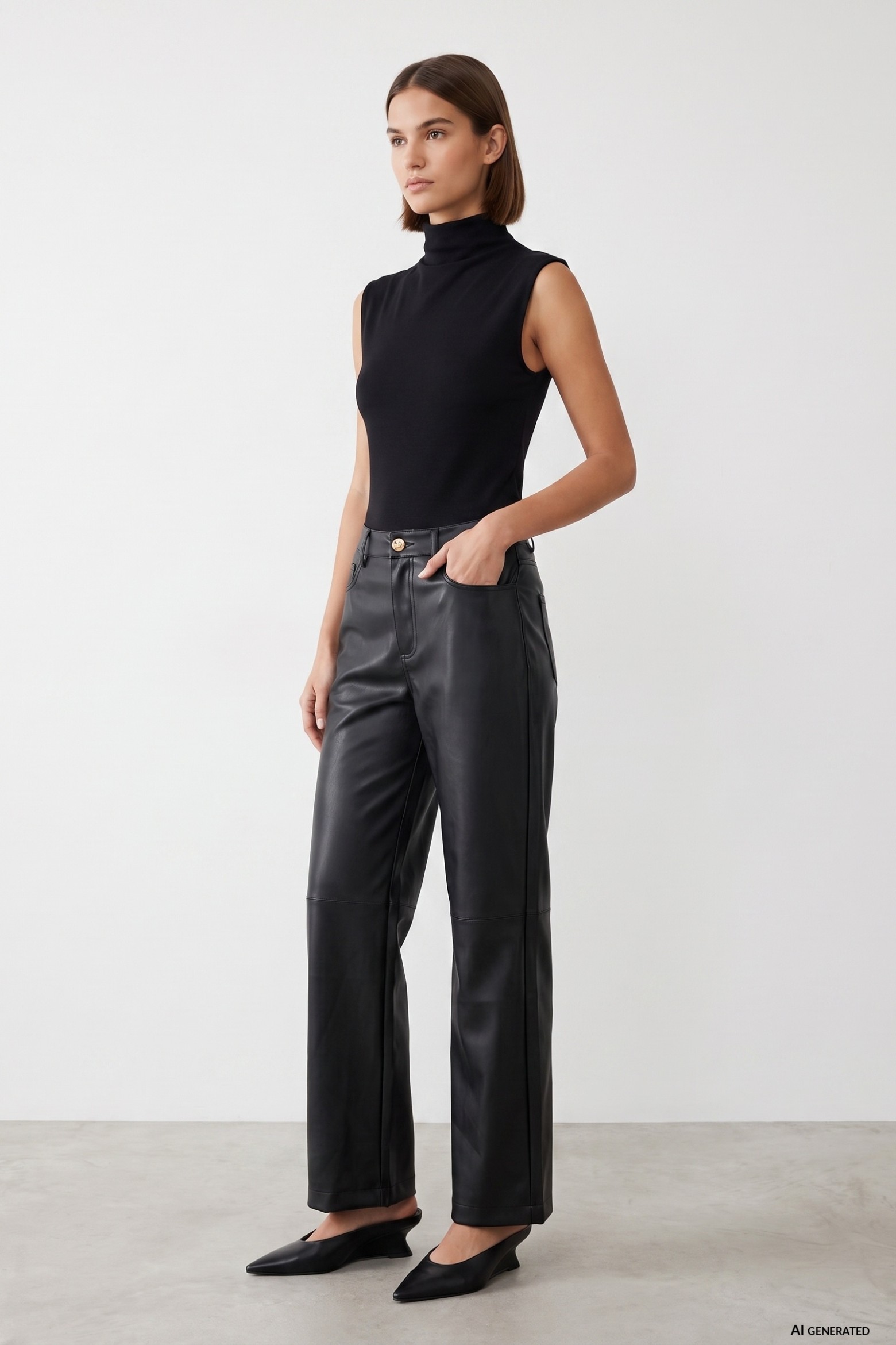 Black Straight Wide Trousers