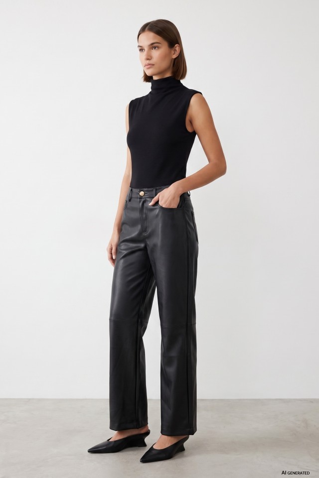 Black Straight Wide Trousers