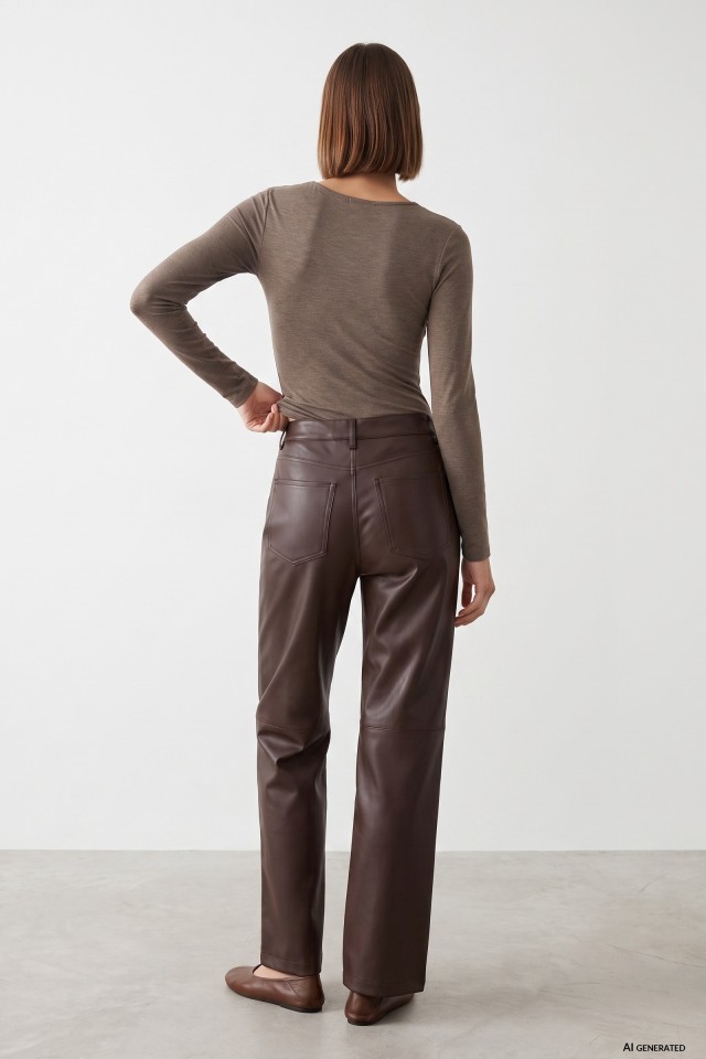 Brown Straight Wide Trousers Brown Straight Wide Trousers