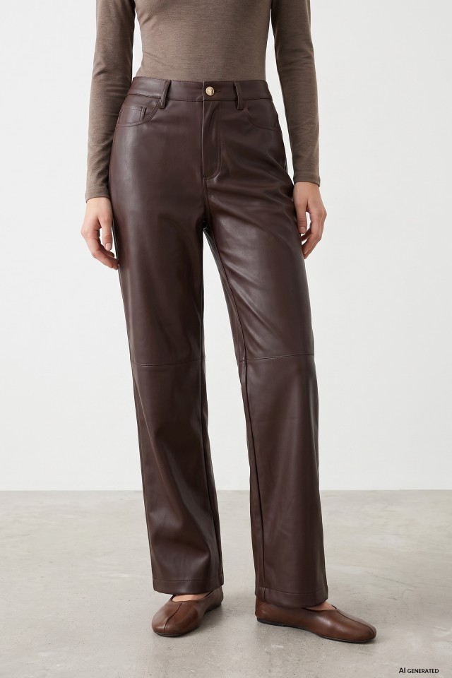 Brown Straight Wide Trousers Brown Straight Wide Trousers