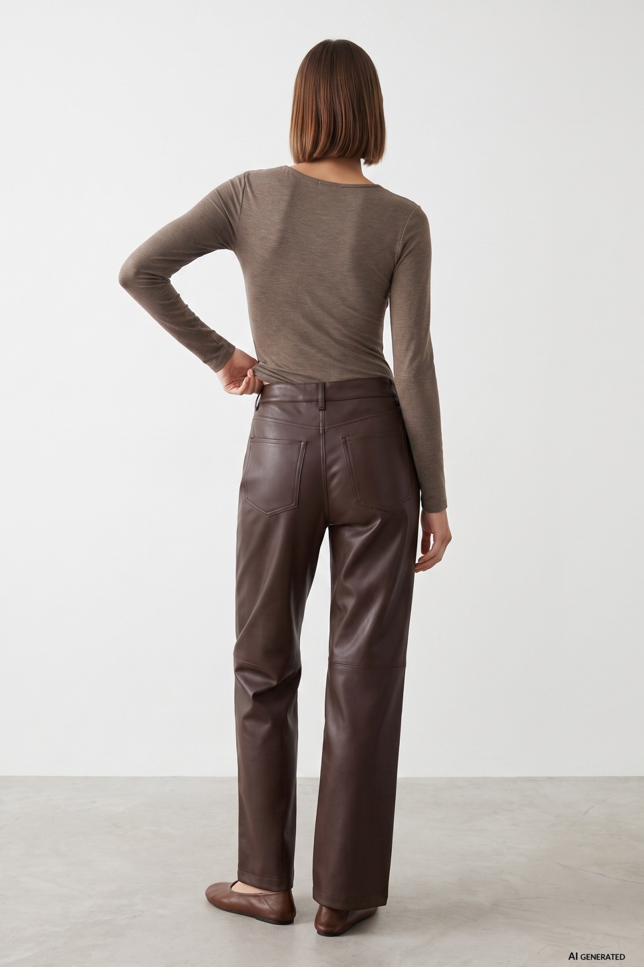 Brown Straight Wide Trousers